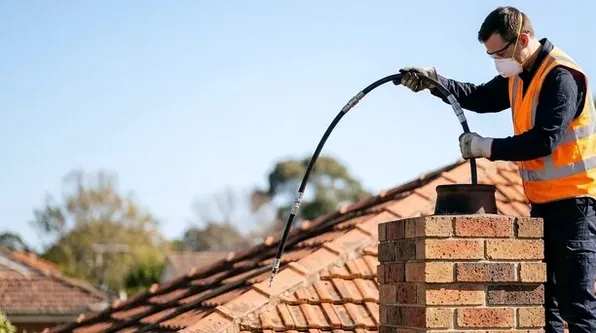 Feeding a stainless chimney liner down a flue in New Providence