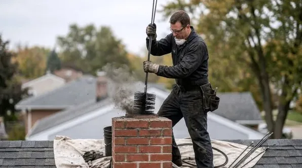 Rooftop chimney sweep in Summit, NJ